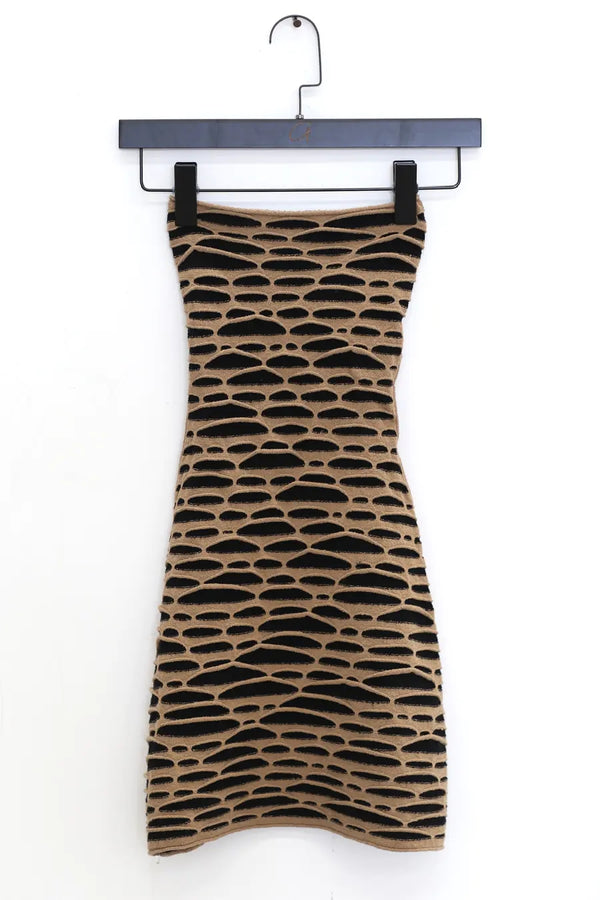 RUI animal print tube top dress RSS24KN04 coffee & black